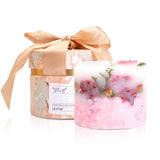 Scented Soy Candle For Women - Long-Lasting Natural Pillar Candle With Dried Flowers - Poured Luxury Candle For Mothers Day Gifts (English Pear & Freesia)