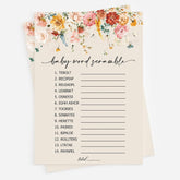 Wildflower Baby Shower Game, 50 Word Scramble, Fun Baby Shower Game Activity, Girl, Boho Theme Decorations, A Little Wild Flower Floral Baby In Bloom