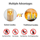 Battery Operated Flickering Flameless Candles With Remote And Timer, Led Candle With 3D Wick Last 1000+ Hours Real Wax Electric Candles Pillar Candle, Gold Glass For Wedding, Festival 3" X 5"