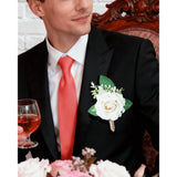 White Rose Wrist Corsage And Men Boutonniere, Artificial Rose Wrist Boutonnieres Flower For Wedding, Bride, Bridesmaids, Prom, Homecoming, Party