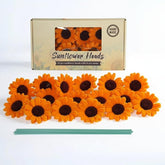 16 Set Fake Sunflower Heads With Stems, 3'' Pipe Cleaner Sunflower Artificial Flower Heads (Finished) For Diy Bouquets, Centerpieces, Classroom Crafts, Home Decor, Color Box