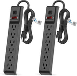 6 Outlet Surge Protector Power Strip 2FT Extension Cord 600J Overload Protection Wall Mount 15A 1875W
