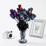 Red Black Artificial Roses Purple Silk Flowers 9 Bundles 45 Head Roses For Halloween Home Vase Wedding Patry Decoration Indoor Outdoors