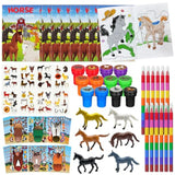 72 Pcs Horse Party Favors Coloring Book Bulk, Farmhouse Pony Birthday Supplies, Western Cowboy Party Games Goodie Bag Fillers Diy Craft Kit?Horse Cowboy Pinatas Reward