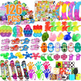 126 Pcs Party Favors For Kids, Treasure Box Toys For Classroom, Prize Box Toys For Kids, Goodie Bags Stuffers, Pinata Filler, Treasure Chest Fidget Birthday Gifts Stocking Stuffers