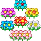 16 Pieces Flower Foil Balloons 18 Inch Beautiful Floral Colorful Flower Shaped Balloons For Wedding Birthday Holiday Party Decorations, Random Color, Can'T Float (Multicolor)