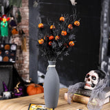 3 Pack Halloween Branches Picks Stems Glitter Fake Twig With Pumpkin Berries Black For Vases Haunted House Gothic Floral Decor Artificial Flowers Berry Stems For Vase (A)