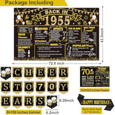 70Th Birthday Decorations For Men Women,24Pcs 1955 Banner Decorations,Including Banner,6Honeycomb Topper,70 Balloons,Anniversary Card,Cheers To 70 Years Banner,7 Hanging Swirl,6 Paper Poms,Sash