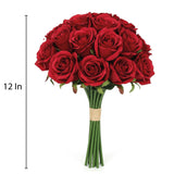 Artificial Red Roses With Stems 12", 18 Pcs Fake Red Flowers For Home Decor, Realistic Silk Roses For Wedding Centerpieces, Valentine’S Gifts & Christmas