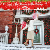 Large Christmas Banner Jesus Is The Reason For The Season Banner 8.2X1.6 Ft Christmas Fence Backdrop Outdoor Xmas Winter Holiday Decorations