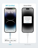 2 Pack 6FT USB C to Lightning Charging Cable Blue Fast Charge Sync Cord for iPhone 14 13 12 11 Pro Max iPad MFi Certified