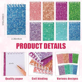 16 Pcs Glitter Pens And Notebooks Set Mini Spiral Notepads Fancy Pens For Kids Girls Women Sparkly Sequins Journaling Ballpoint Christmas Birthday Gift Classroom Rewards(Classic Color)