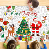 Christmas Giant Coloring Tablecloth For Kids, Large 30X72 Inch Poster With Santa, Christmas Tree, Reindeer, Perfect For Party Games, Classroom Decorations, Arts Crafts, Winter Activities