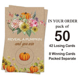 50 Pack Rustic Pumpkin Fall Bridal Shower Scratch Off Game Cards For Country Wedding, Bridal Shower, Bridal Lottery Tickets, Wedding Shower Ideas, Baby Showe