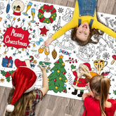 Christmas Large Coloring Table Cloth For Kids Merry Christmas Coloring Xmas Poster Pages Snowman Claus Santa Paper For Classroom Home School Party 71 * 23.6 In