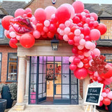 Pink And Red Balloons Garland Arch Kit, Red Heart Balloons Lips Balloon For Anniversary Birthday Bridal Shower Wedding Romantic Valentines Day Decorations