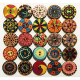 200Pcs Wood Buttons For Crafts, 20Mm Mixed Pattern Wooden Buttons Roun