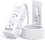 10FT Surge Protector Power Strip with 6 Outlets 4 USB Ports 2 USB C Flat Plug Extension Cord
