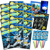 DC Comics Batman Party Favors Pack ~ Bundle of 12 Batman Play Packs Filled with Stickers, Coloring Books, Crayons with Bonus Loot Bags, Harley Quinn Patches, and Door Hanger (Batman Party Supplies)