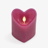 Raspberry Sorbet Heart Shaped Pillar Candle - Flickering Real-Flame Technology - Remote Ready - Romantic Valentine'S Collection - 3.5" X4.5"