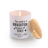 The World Is Brighter Because Of You Inspirational Thank You Gifts For Friends Coworker Friendship Appreciation Gifts Scented Candle Home Office Jar Candles Sage Floral Lavender Scent Soy Wax 9.5 Oz