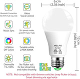 A19 Smart RGB Light Bulbs 8 Pack Bluetooth WiFi Color Changing LED Bulbs Alexa Compatible 130W Equivalent