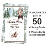 50 Pack Forest Animal Theme Baby Shower Game Scratch Off Cards For Baby Shower, Baby Shower Activity And Ideahelp Mama Bear Find Her Lil Cub
