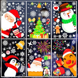 9 Sheets 200+ Christmas Window Stickers Snowflakes Santa Reindeer Decals