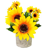 1 Pack Artificial Sunflowers Potted Fake Sunflower In Paper Pulp Pot For Home Office Kitchen Bathroom Table Bookshelf Decor,Wedding Centerpieces,Farmhouse,5 Branches,Spring Decoration