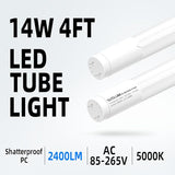 10 Pack 4FT T8 LED Bulbs Type A B Hybrid 14W 2400LM 5000K Daylight F32T8 Replacement