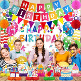 26pcs Birthday Décor Kit with Banner, Swirls, Garland, Backdrop & Centerpieces