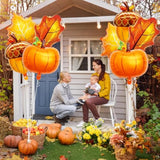 Pumpkin, Acorn, Maple Leaf Mylar Balloons: 8-Piece Fall Decor Set