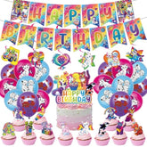 Neon Rainbow Birthday Party Decoration, Include Leopard Birthday Banner, Hanging Swirls, Cake Topper, Latex Balloons, For Lisa Coloring Theme Fans Party Supplies