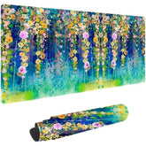 Abstract Watercolor Flowers Non-Slip Rubber Large Mouse Pad For Desk,Large Gaming Mouse Pad Xxl Extended Mouse Pad With Stitched Edges Non-Slip Base Water Resist Pad Desk Mat 35.4X15.7Inch