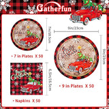 Pickup Truck Christmas Tree Disposable Paper Plates And Napkins For Merry Christmas Party Supplies - Serve 50