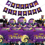 Halloween Birthday Party Tableware Set for 25 – Plates, Cups, Napkins, Banner & Tablecloth for Kids
