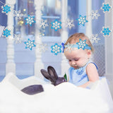 Glitter Frozen Snowflake Garland Banner Winter White And Blue Snowflakes For Wonderland Frozen Party Decorations, Birthday And Christmas Deco