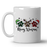Christmas Dog Mugs, Merry Woofmas Christmas Dog Paw Coffee Mugs Gifts For Women Girls Dog Lovers, Holiday Drinking Party Mug For Table Decortaions, 11Oz Ceramic Cup