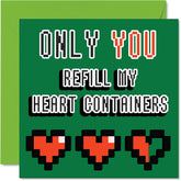 Funny Gamer Valentine'S Day Card - Retro Gaming Anniversary Card For Boyfriend, Girlfriend, Husband, Wife - 8 Bit Love Design - Happy Anniversary Moment For Men, Women, Her, Him, 5.7 X 5.7 Inches