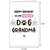 Cute Dog Grandma Birthday Card, Sweet Grandmother Birthday Card From Dog, Happy Birthday To My Pawsome Grandma