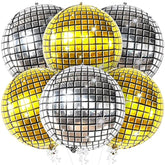 Big Multicolor Disco Ball Balloons - 22 Inch, Pack Of 6 | Neon Balloons For 80S Party Decorations