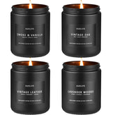 Scented Candles Set | Men Candle Set, Scented Candles For Home, Gifts For Men Aromatherapy Gift Set - 4 Pack Manly Gifts For Dad Fathers Day, Soy Candle Of Leather/Smoke & Vanilla/Oak/Lavender