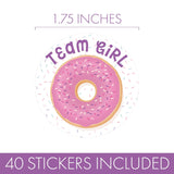 Donut Gender Reveal Party - We Donut Know - Team Boy Or Team Girl - 40 Stickers