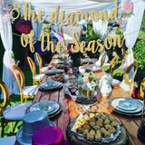 Tea Party Bridal Shower Decorations, The Diamond Of The Season Banner Gold Glittering For High Tea Supplies, Garden Bridal Shower Metallic Paper Party Decorationsfor Girls Women