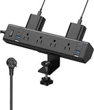 Desk Clamp Power Strip Edge Mount 8 AC 8 USB 40W Fast Charging 6FT Cord