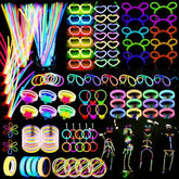 470Psc Glow In The Dark Party Supplies For Kids Adults Birthdays,Light Up Party Favors With?200 Glow Sticks Bulk?Diy Glow Necklaces Glasses Bracelets Headband, Christmas Neon Party Supplies