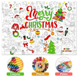 Merry Christmas Coloring Poster With 24 Pcs Paint Pens,Xmas Holiday Jumbo Paper Coloring Banner,Christmas Paper Coloring Tablecloth Christmas Party Favors Kids Holiday Activities