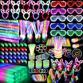 186-Piece Glow in the Dark Party Supplies Set with Sticks Wands Glasses Ears