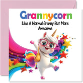 Granny Birthday Card - Awesome Grannycorn - Happy Birthday Card For Granny Grandma From Grandson Granddaughter, 5.7 X 5.7 Inch Unicorn Bday Greeting Cards