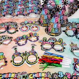 36 Pcs 2026 New Year Party Kit with Glitter Hats, Glasses, Headbands, and Noisemakers